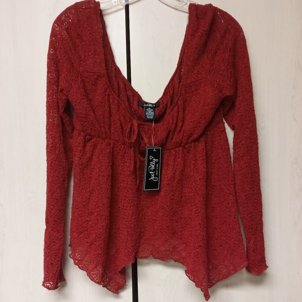 Burgundy Lace Top Long Sleeve